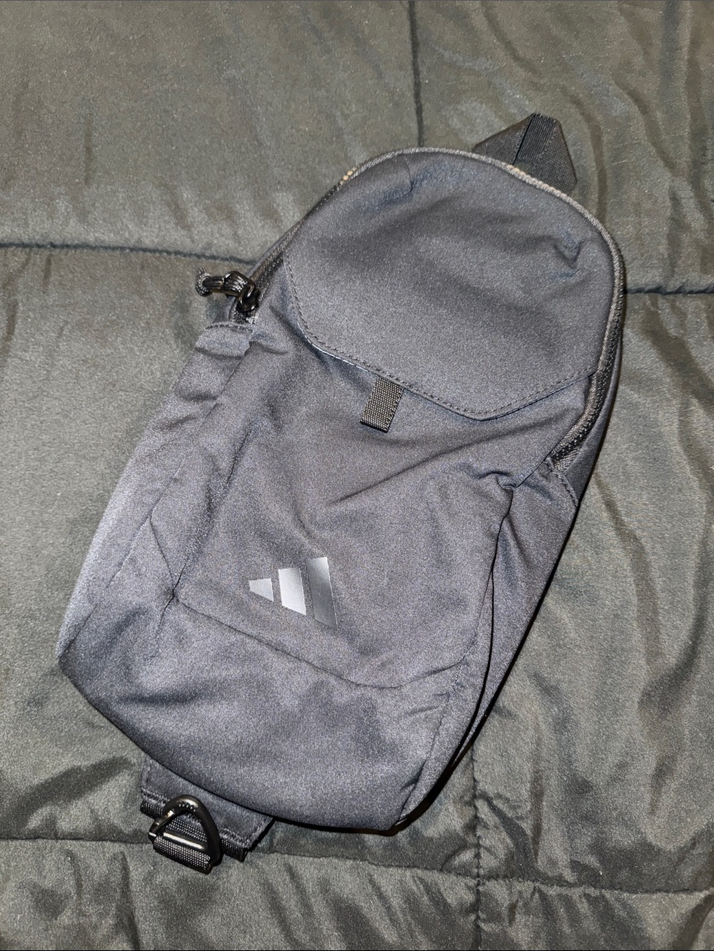 adidas Black Men's Sling Belt Bag with Reflective Accents